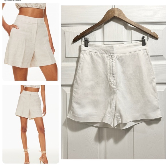 Wilfred Pants - Aritzia Wilfred Alanya Linen Shorts High Rise White Linen Tencil Blend Size 4